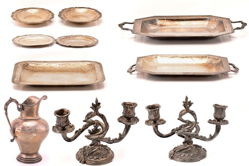 Lot 444 - A large sterling silver square shallow dish...