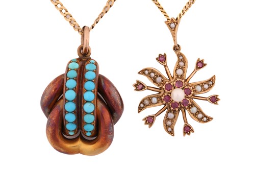 Lot 65 - Two gem-set pendants on chain; to include a...