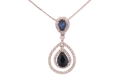 Lot 127 - A sapphire and diamond enhancer pendant on...