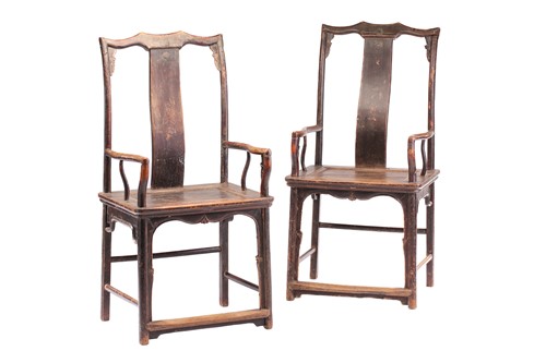 Lot 73 - A pair of Northern Chinese elmwood (Yumu) open...
