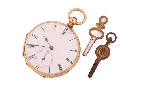 Lot 303 - A J.W Benson open face key-wound pocket watch,...