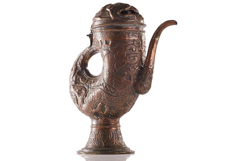 Lot 230 - A large Tibetan copper water pot, modelled as...