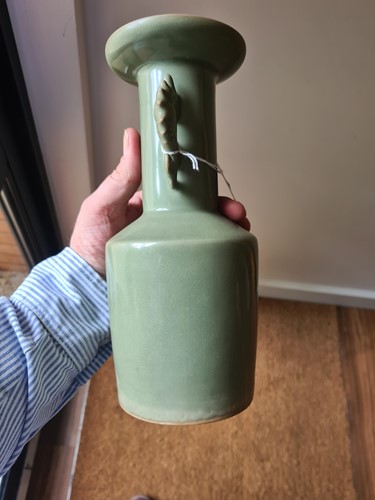 Lot 81 - A Chinese longquan celadon vase of mallet form,...