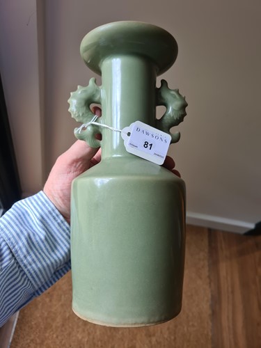 Lot 81 - A Chinese longquan celadon vase of mallet form,...