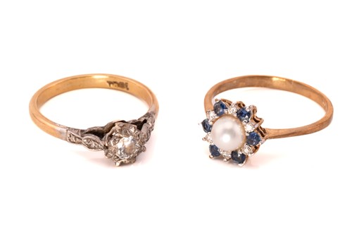 Lot 37 - A 9ct gold multi-gem cluster ring and a...