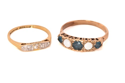 Lot 254 - A five-stone diamond ring and a five-stone...