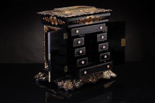 Lot 179 - A Victorian papier mache table writing cabinet,...