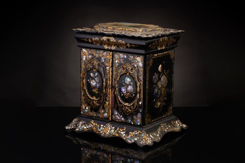 Lot 179 - A Victorian papier mache table writing cabinet,...