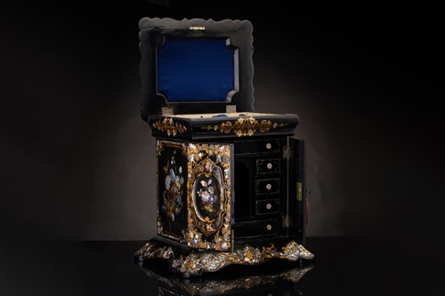 Lot 179 - A Victorian papier mache table writing cabinet,...