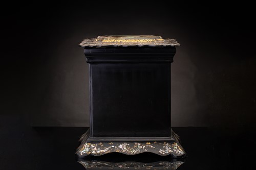 Lot 179 - A Victorian papier mache table writing cabinet,...