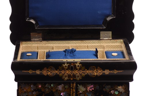Lot 179 - A Victorian papier mache table writing cabinet,...