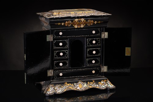 Lot 179 - A Victorian papier mache table writing cabinet,...