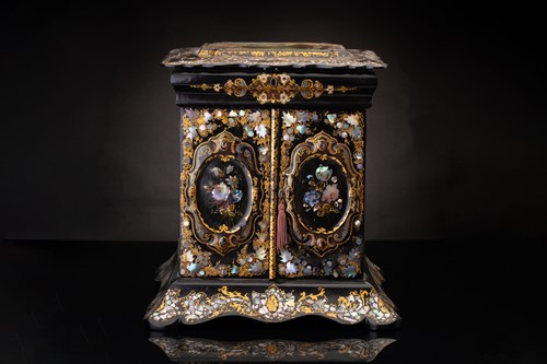 Lot 179 - A Victorian papier mache table writing cabinet,...