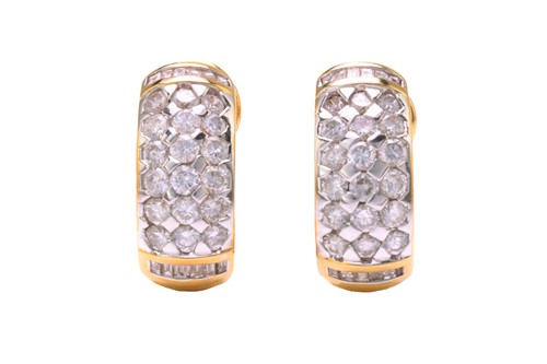 Lot 204 - A pair of diamond-set earrings, each consists...