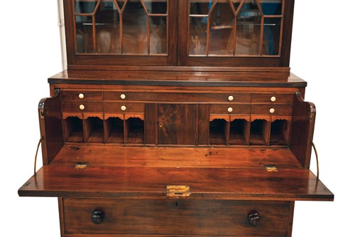 Lot 157 - A George IV mahogany secretaire bookcase with...