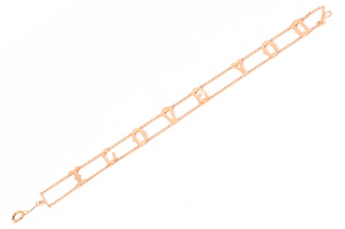 Lot 17 - A 9ct gold "I Love You" bracelet, with...
