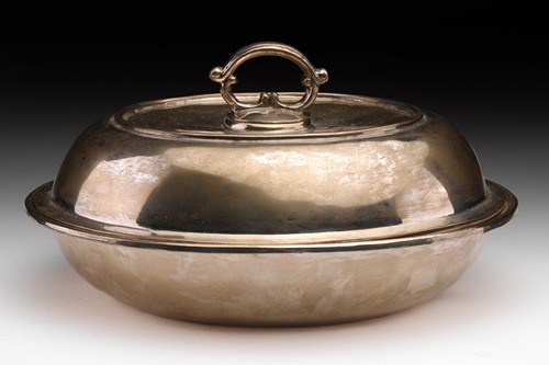Lot 367 - A continental white metal round entree dish...