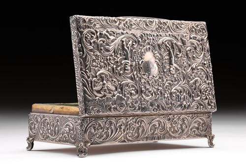 Lot 422 - An Edwardian silver box, rectangular in form,...