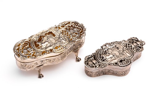 Lot 378 - A large silver dressing table box of bow...