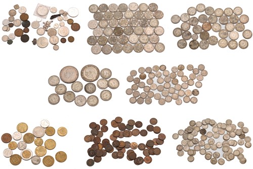 Lot 271 - A collection of world coins with two crowns,...