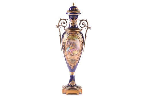 Lot 223 - A pair of large Sevres style vases and covers,...