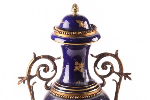 Lot 223 - A pair of large Sevres style vases and covers,...