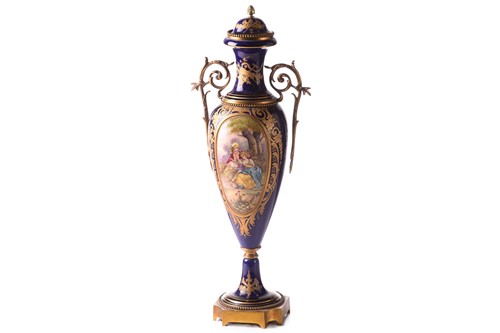 Lot 223 - A pair of large Sevres style vases and covers,...