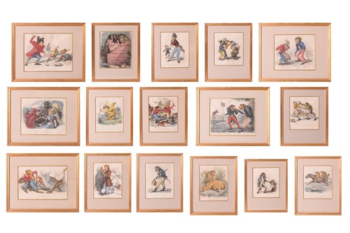 Lot 50 - A group of sixteen Georgian coloured...