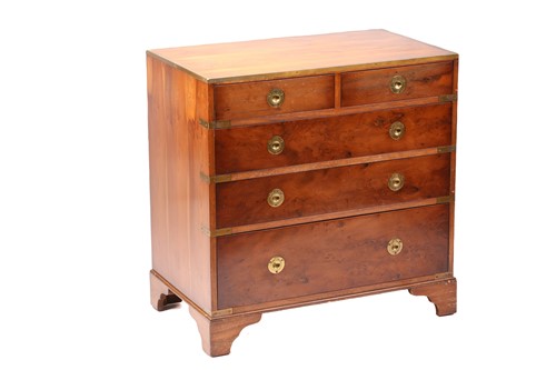 Lot 245 - A small good quality yew wood campaign-style...