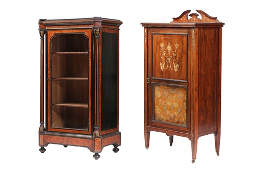 Lot 149 - A Napoleon II style ebonized and amboyna...