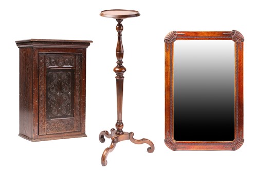 Lot 115 - A Queen Anne style walnut torchere stand with...