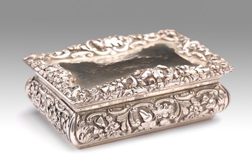 Lot 380 - A Victorian silver snuff-box, rectangular with...