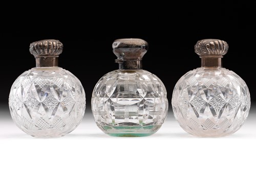 Lot 377 - A pair of Edwardian silver-mounted cut glass...