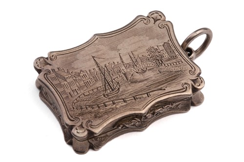 Lot 384 - A Victorian vinaigrette; shaped rectangular,...