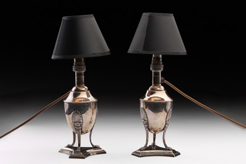 Lot 382 - A pair of Edwardian silver baluster table...