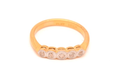 Lot 194 - A five-stone diamond half hoop ring in 18ct...