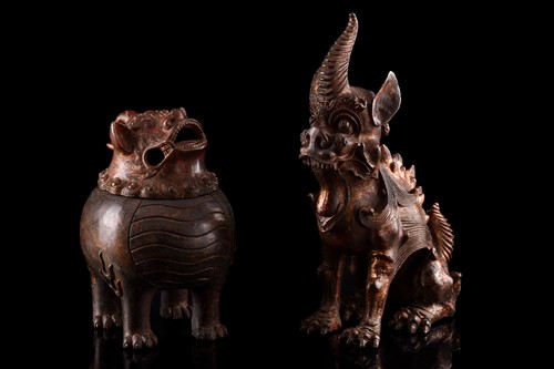 Lot 99 - A Chinese bronze censer in the form of an...