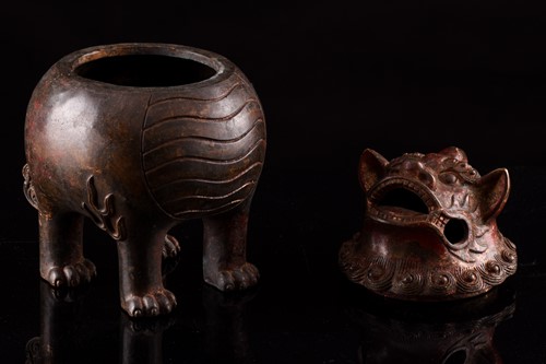 Lot 99 - A Chinese bronze censer in the form of an...