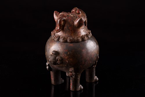 Lot 99 - A Chinese bronze censer in the form of an...