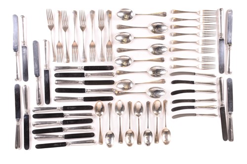 Lot 275 - A canteen of Rattail pattern silver cutlery,...