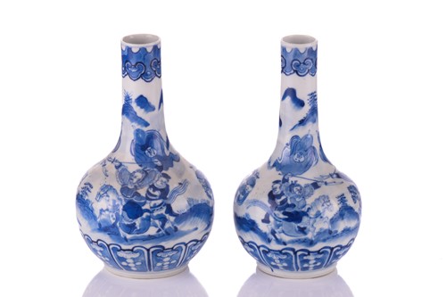 Lot 100 - A pair of Chinese blue and white porcelain...