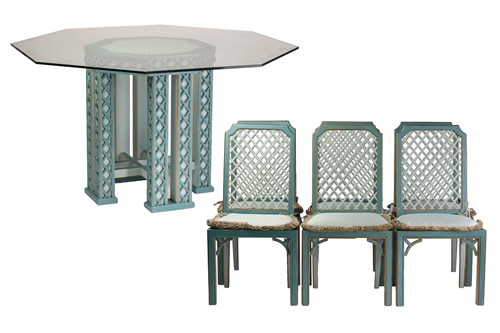 Lot 136 - A set of six Chippendale-style painted and...
