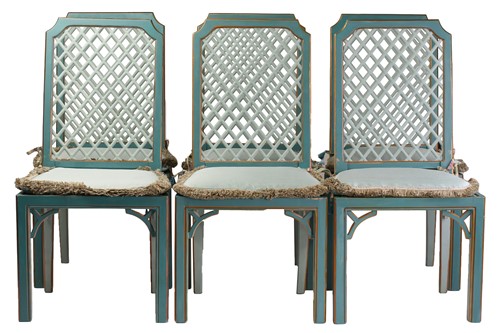 Lot 136 - A set of six Chippendale-style painted and...