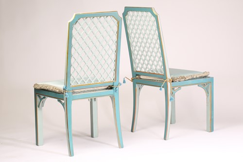 Lot 136 - A set of six Chippendale-style painted and...