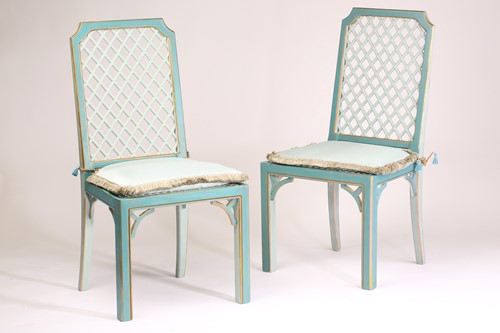 Lot 136 - A set of six Chippendale-style painted and...