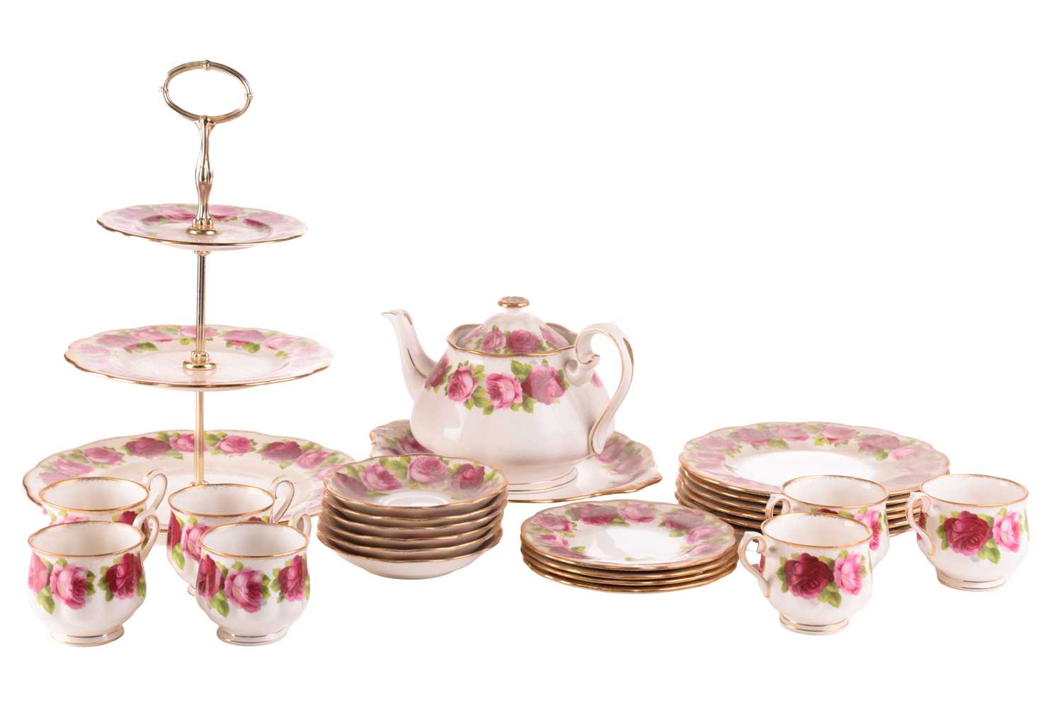 Lot 218 - A Royal Albert 'Old English Rose' teaset,...
