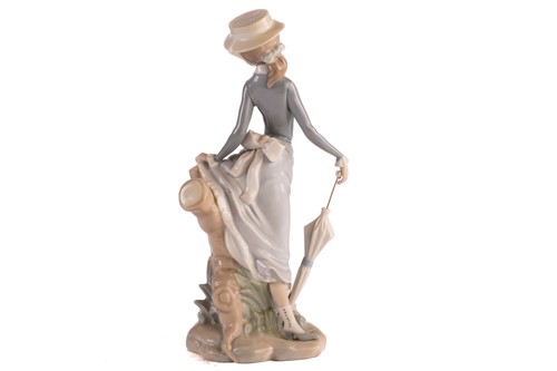 Lot 220 - Two Lladro figural table lamp bases, each...