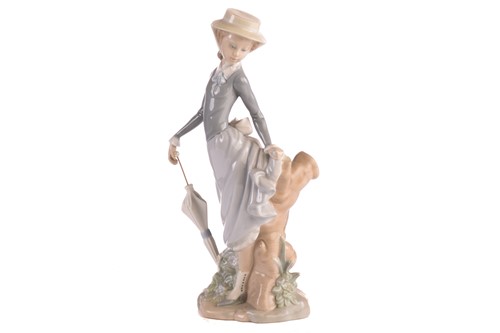 Lot 220 - Two Lladro figural table lamp bases, each...