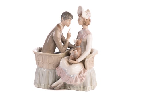 Lot 220 - Two Lladro figural table lamp bases, each...