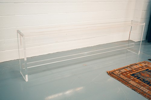 Lot 132 - A large vintage lucite console/ side table of...